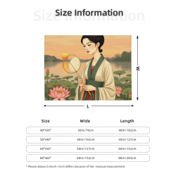 280g フランネルフリースブランケット（横向きスタイル）- 古代風女性図柄