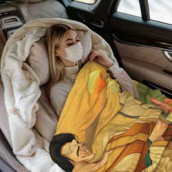 280g 縦型フランネルブランケット：クラシカルな女性柄プリント、快適で暖かい
