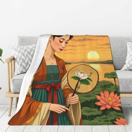Couverture en Flanelle Beauté Orientale Exquise - Okomall