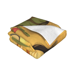 Drap en flanelle de 280g (style horizontal) Motif de femme d'ancien style admirant des lotus