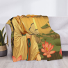 Coperta in flanella da 280g (stile orizzontale) Motivo di donna in stile antico che ammira i loti
