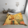 Coperta in flanella da 280g (stile orizzontale) Motivo di donna in stile antico che ammira i loti