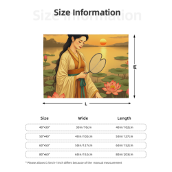 Drap en flanelle de 280g (style horizontal) Motif de femme d'ancien style admirant des lotus