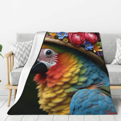 Couverture en flanelle à thème perroquet - Okomall
