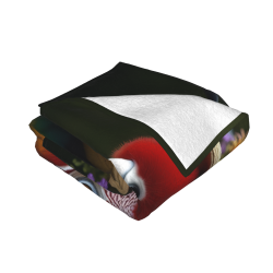 Manta de franela de 280g (estilo horizontal) - Patrón de loro con flores