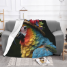 Manta de franela de 280g (estilo horizontal) - Patrón de loro con flores