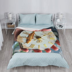Couverture en flanelle 280g (style vertical) avec motif unique horloge et poisson