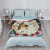 Coperta in flanella 280g (stile verticale) con motivo unico orologio e pesce