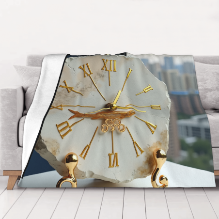 280g Flannel Blanket (Golden Clock Pattern on Rock)