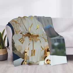 280g Flannel Blanket (Golden Clock Pattern on Rock)