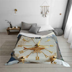 280g Flannel Blanket (Golden Clock Pattern on Rock)