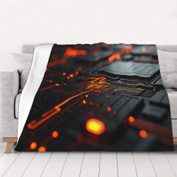 Manta de felpa de 280g (horizontal) con patrón tecnológico - Esencial para un hogar confortable