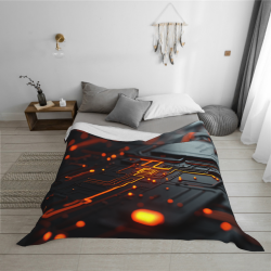 Coperta in flanella di 280g (orizzontale) con motivo tecnologico - Essenziale per una casa confortevole
