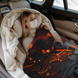 Manta de felpa de 280g (horizontal) con patrón tecnológico - Esencial para un hogar confortable