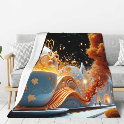 280g Flannel Fleece Blanket (Vertical Style) with Exquisite Pattern, Comfortable and Practical