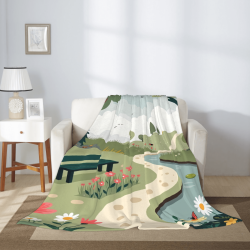 280g Vertical Flannel Blanket: Pastoral Landscape Printing, a Choice for Comfort and Warmth