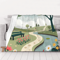 Coperta in flanella Serene Countryside - Compagno accogliente per la tua casa
