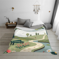 Coperta in flanella Serene Countryside - Compagno accogliente per la tua casa