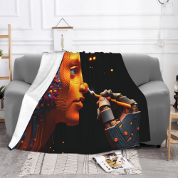 280 - Gramm Flanellfleece - Decke (horizontales Design) mit vollflächiger einseitiger Bedruckung