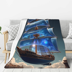 Manta de polar de 280 g (estilo vertical) con patrón de barco de vela