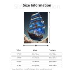 280g Flannel Fleece Blanket (Vertical Style) with Sailing Ship Pattern