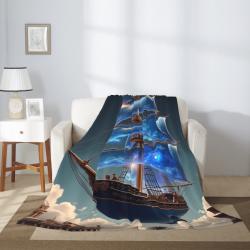 Manta de polar de 280 g (estilo vertical) con patrón de barco de vela