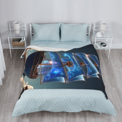 280g Flannel Fleece Blanket (Vertical Style) with Sailing Ship Pattern