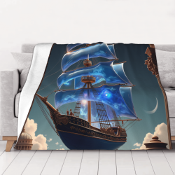 Coperta in flanella da 280 g (orizzontale) con stampa di barca a vela onirica