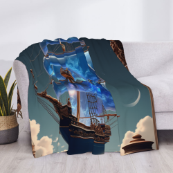 Couverture en flanelle de 280 g (horizontale) avec impression de voilier onirique