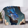 Couverture en flanelle de 280 g (horizontale) avec impression de voilier onirique