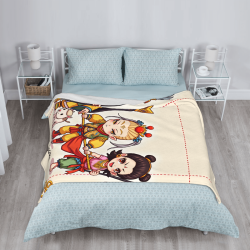 280g Flannel Blanket (Vertical Style) with Cartoon Pattern