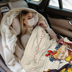 280g Flannel Blanket (Vertical Style) with Cartoon Pattern