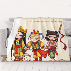 Couverture en flanelle douce de 280 g (horizontale) avec motif de dessin animé de Voyage vers l'Ouest