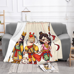 Couverture en flanelle douce de 280 g (horizontale) avec motif de dessin animé de Voyage vers l'Ouest