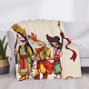 Manta de flanela suave de 280 g (horizontal) con patrón de dibujos animados de Viaje al Oeste