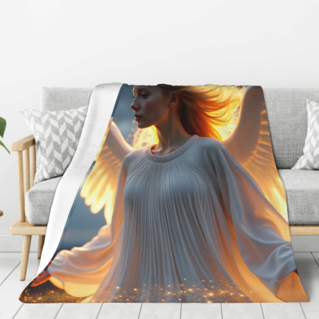 Drap en flanelle de 280 g (Style vertical) - Motif d'ange, un excellent choix pour le confort et la chaleur