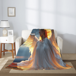 280g Flannel Blanket (Vertical Style) - Angel Pattern, A Great Choice for Comfort and Warmth