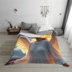 280g Flannel Blanket (Horizontal Style) - Angel Pattern, a Comfortable and Warm Choice