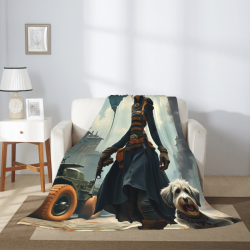Steampunk Flannel Blanket - Adventurer & Mechanical Heart