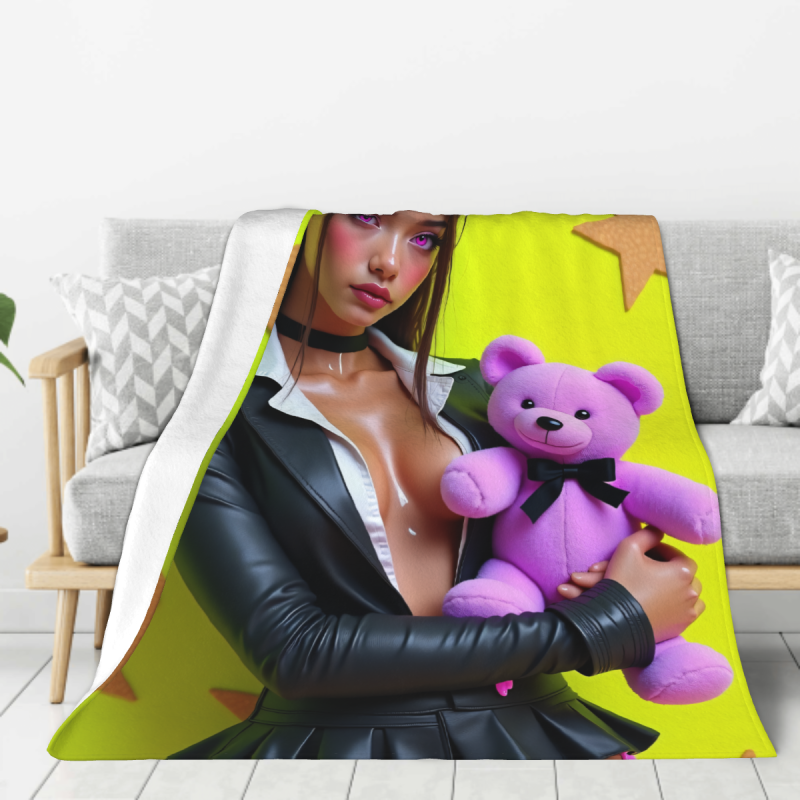 280g Flannel Fuzzy Blanket (Vertical Style) with Exquisite Pattern