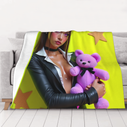 280g Flannel Fleece Blanket (Horizontal Style) with Pattern - Comfortable and Warm Home Good
