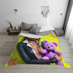 Drap en flanelle polar de 280 g (style horizontal) avec motif - Article de maison confortable et chaud