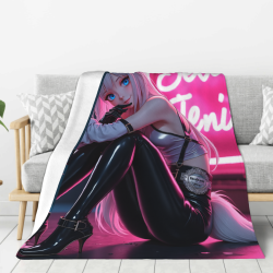 Couverture en laine de flanelle de 280 g (style vertical) avec motif d'anime