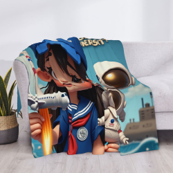 Manta de Forro Polar de 280g (Horizontal) con Patrón de Dibujos Animados, Cómoda y Hermosa