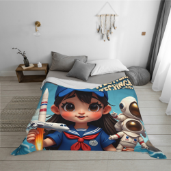 Manta de Forro Polar de 280g (Horizontal) con Patrón de Dibujos Animados, Cómoda y Hermosa