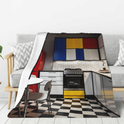 Manta de peluche de flanela de 280g (estilo vertical) con diseño de cocina, una buena opción para la comodidad