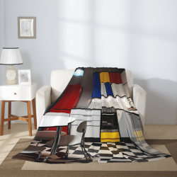 280g Flannel Fuzzy Blanket (Vertical Style) with Kitchen Pattern, a Good Choice for Comfort