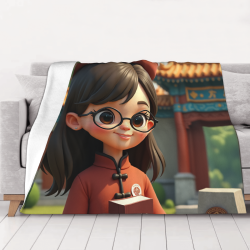 Drap en flanelle de 280g (style horizontal) avec impression de fille de style chinois