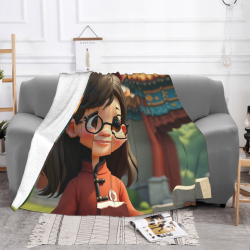 Coperta in flanella da 280g (stile orizzontale) con stampa di ragazza in stile cinese