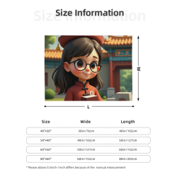 280g フランネル ブランケット 中国風の女の子プリント